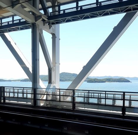 瀬戸大橋から見た瀬戸内海の美しい風景写真